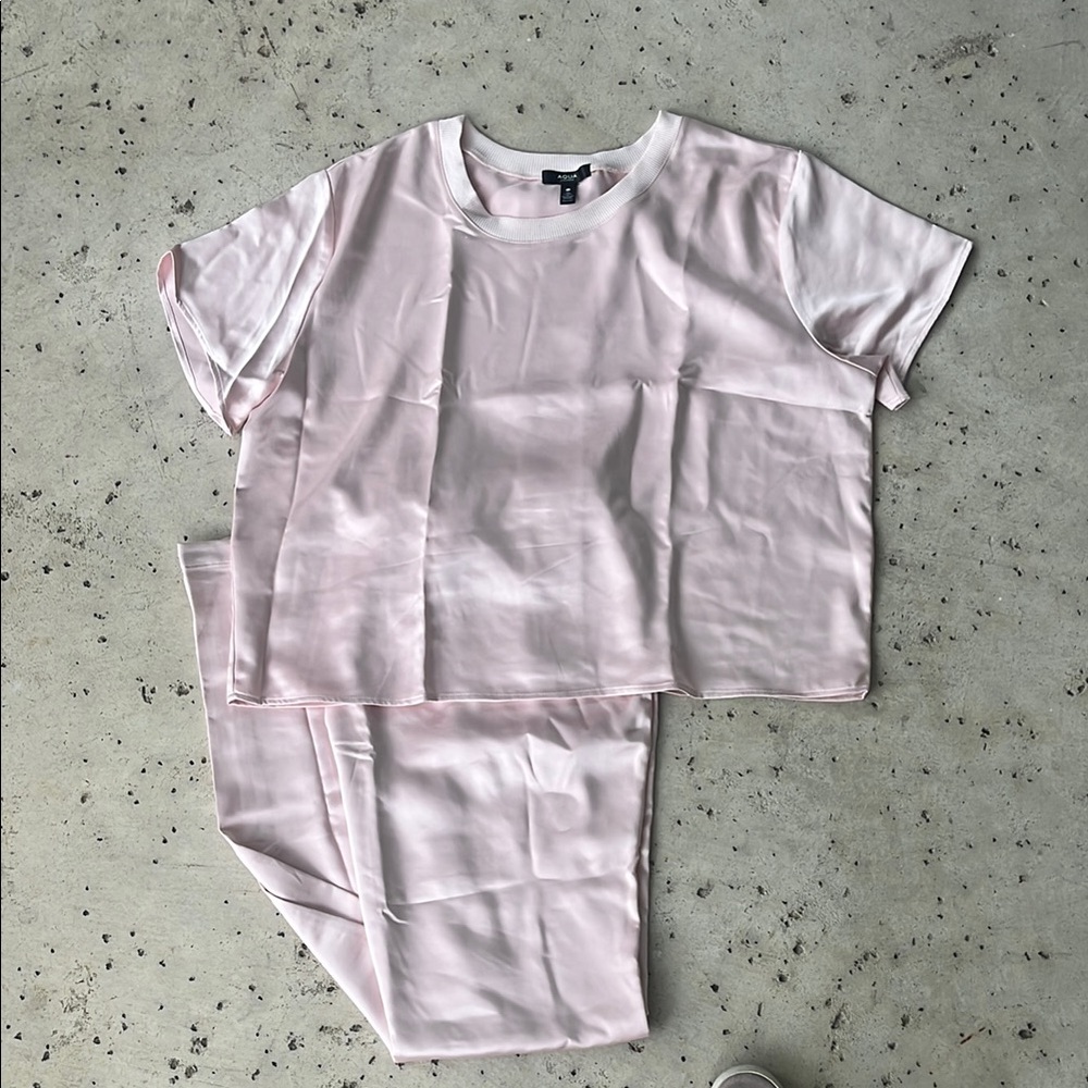 Light Pink Satin Pajama Set